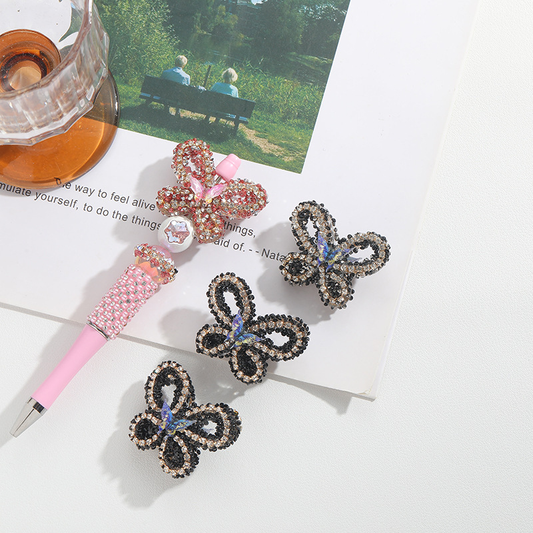 【B014】Large Butterfly Full Rhinestone Straight Hole Beads DIY Pen Phone Charm Craft Kit