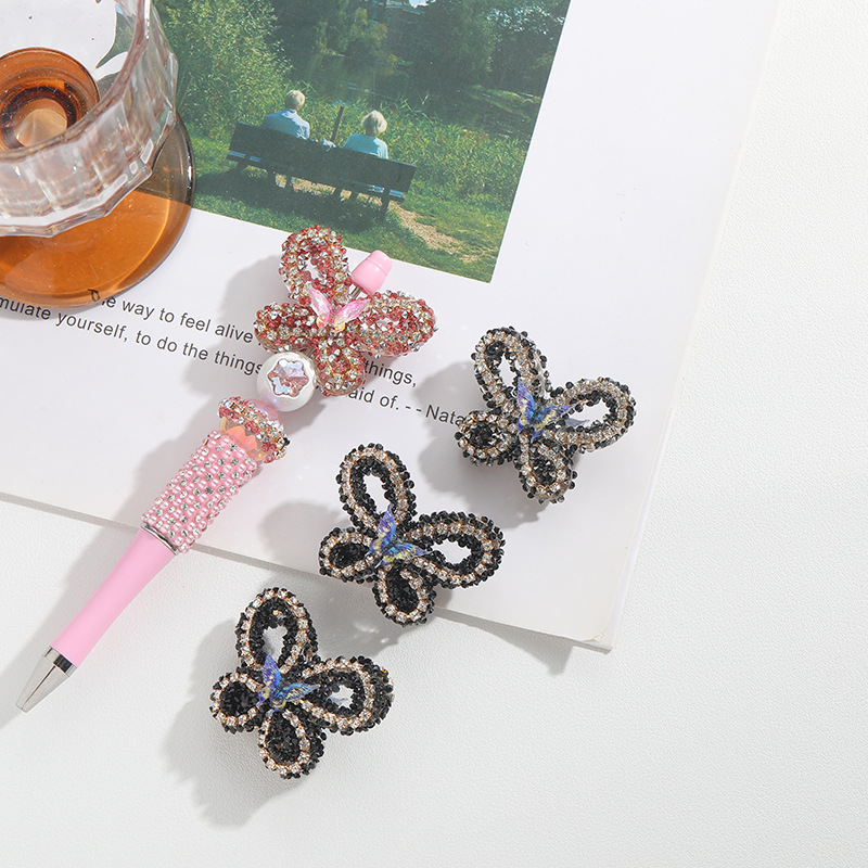 Large Butterfly Full Rhinestone Straight Hole Beads DIY Pen Phone Charm Craft Kit