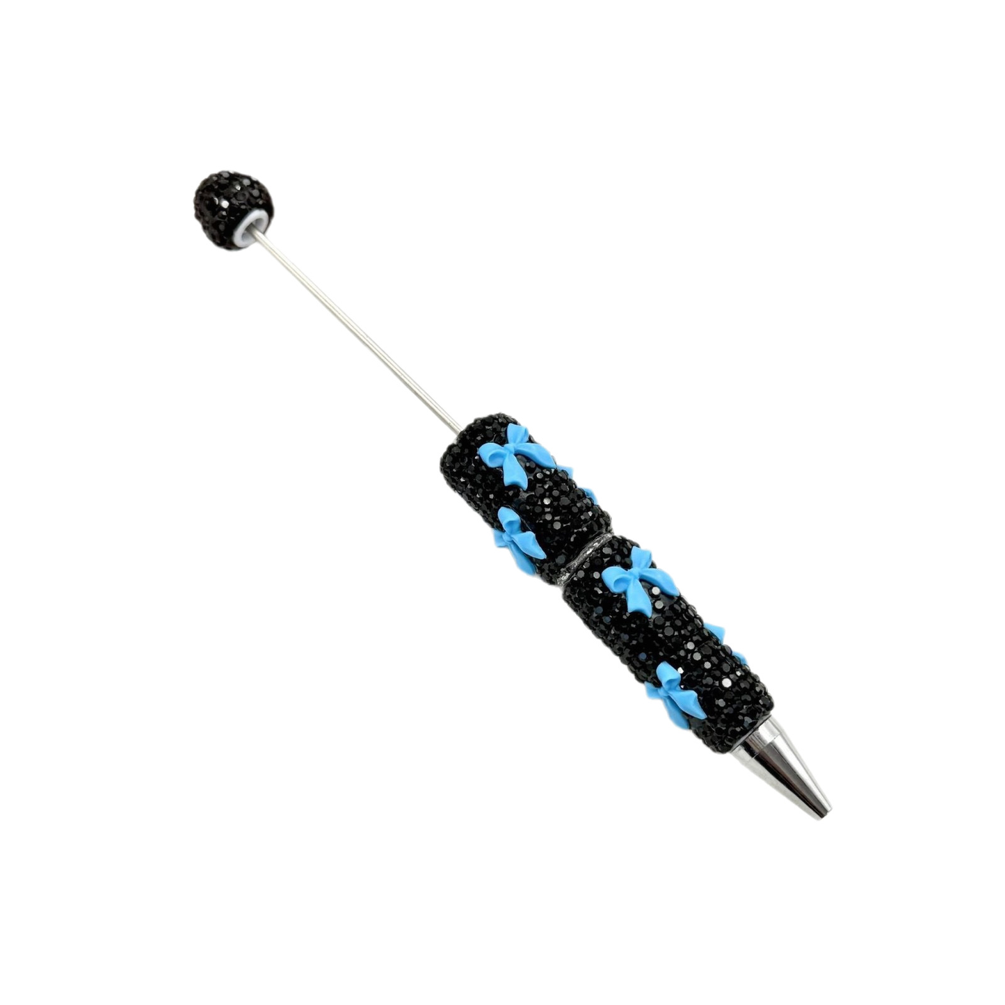 Full Rhinestone DIY Beaded Ballpoint Pen, Multi Color Crystal Bow & Heart Charms, Heavy Craft Soft Clay Mochi Bead Pens, Kawaii Aesthetic Stationery Wholesale Bulk