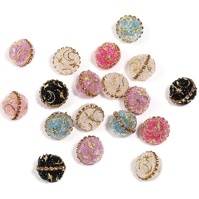 Luxury Full Rhinestone Star Moon Beads | AB Crystal Bling Beads for DIY Beaded Pens, Phone Charms & Keychains