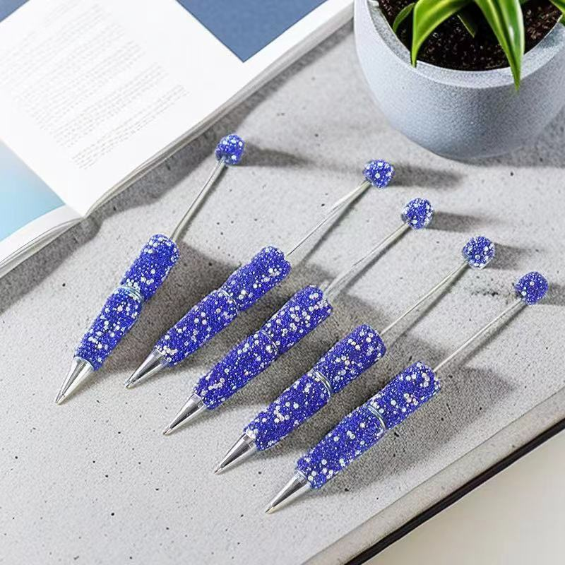 New Style Full Rhinestone DIY Beaded Ballpoint Pen, Creative Bling Crystal Handmade Bead Writing Pen, Factory Direct Wholesale Stationery Manufacturer Supply