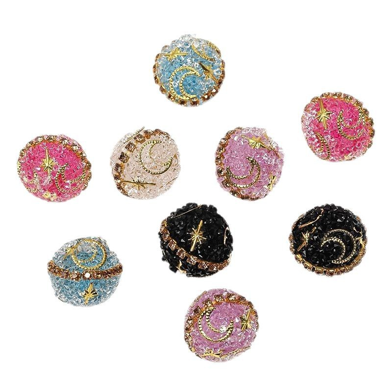 Luxury Full Rhinestone Star Moon Beads | AB Crystal Bling Beads for DIY Beaded Pens, Phone Charms & Keychains
