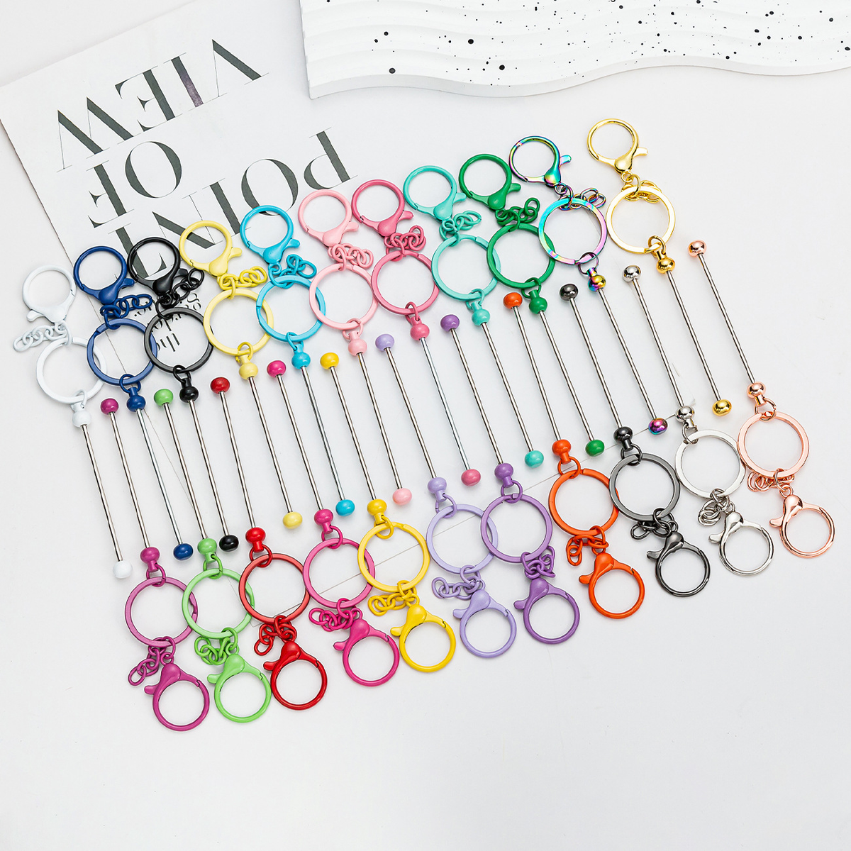 【B004】Gradient Color Metal Keychains for DIY | Bulk Keychain Blanks for Crafts, Charms, Gifts & Accessories