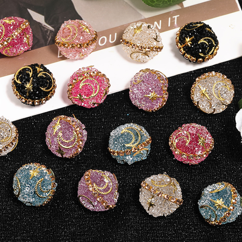 Luxury Full Rhinestone Star Moon Beads | AB Crystal Bling Beads for DIY Beaded Pens, Phone Charms & Keychains