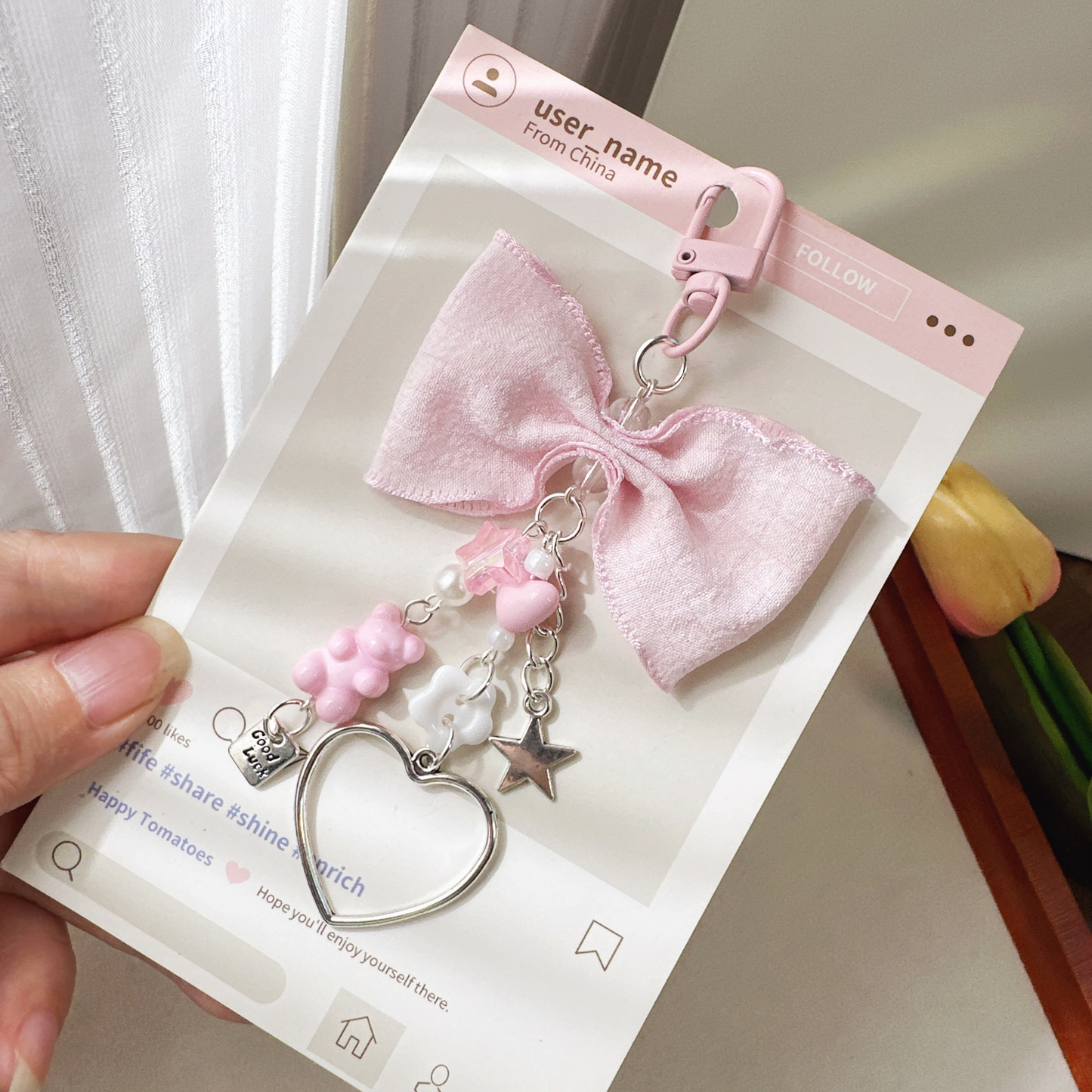 Hot Sale New Pleated Bow Bear Heart Keychain Cute Versatile Bag Pendant Fashion Decorative Bag Key Chain Gift For Girls