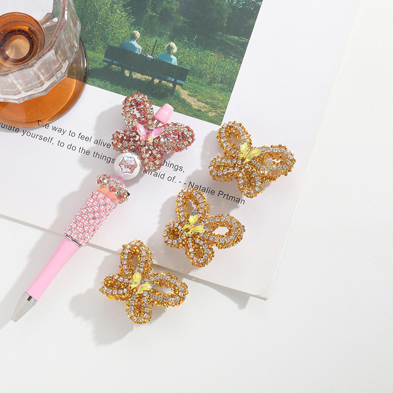 Large Butterfly Full Rhinestone Straight Hole Beads DIY Pen Phone Charm Craft Kit