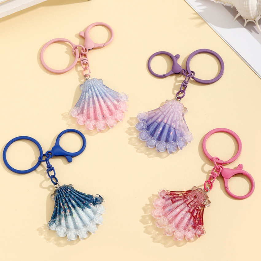 Glow In The Dark Firefly Seashell Keychain, Ocean Floral Resin Bag Charm, Cute Aesthetic Car Key Pendant Gift