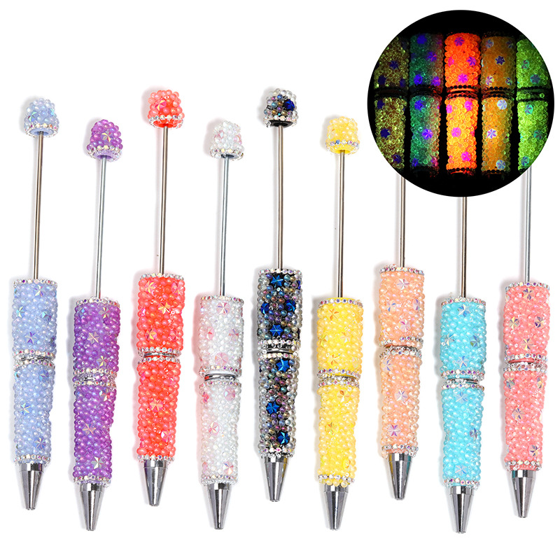 Glow in the Dark Beaded Pen | Luxury Bubble Bead Ballpoint Pen | Handmade Cute DIY Office & Gift Pen