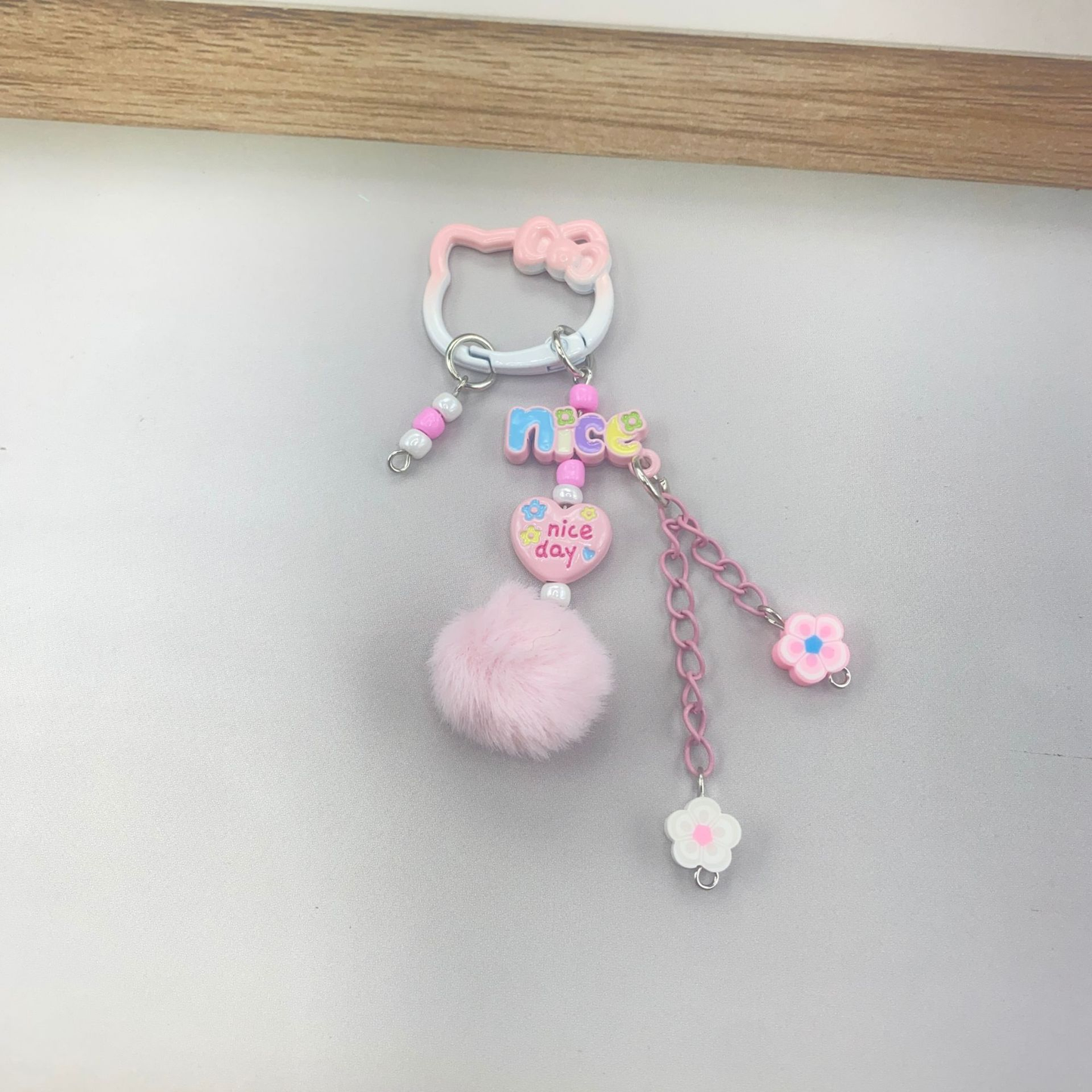 【B015】Cute Cartoon Figure Keychain, Creative Building Block Heart Hand‑Painted Bead Charm, Car Key & Earphone Bag Decor Pendant