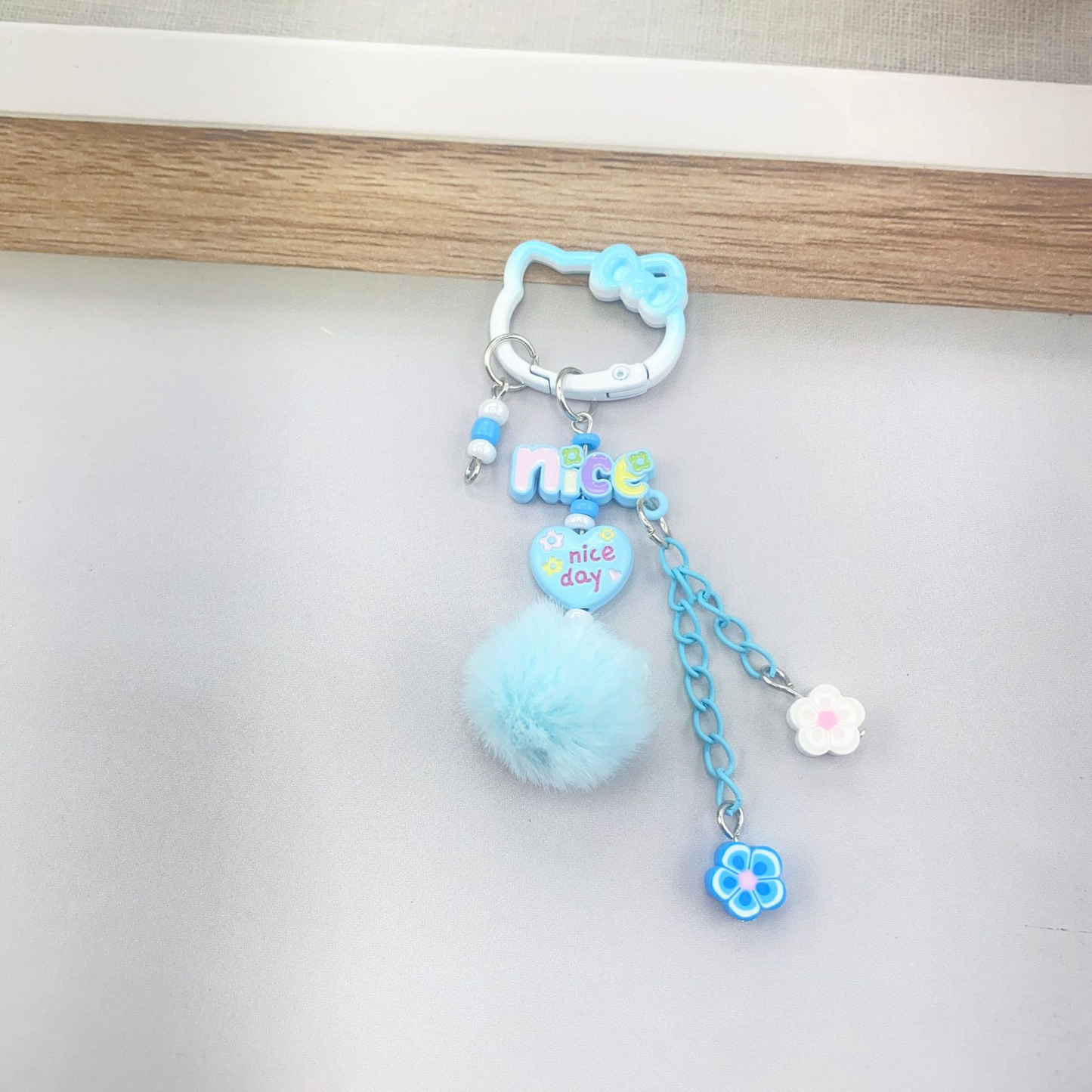 【B015】Cute Cartoon Figure Keychain, Creative Building Block Heart Hand‑Painted Bead Charm, Car Key & Earphone Bag Decor Pendant