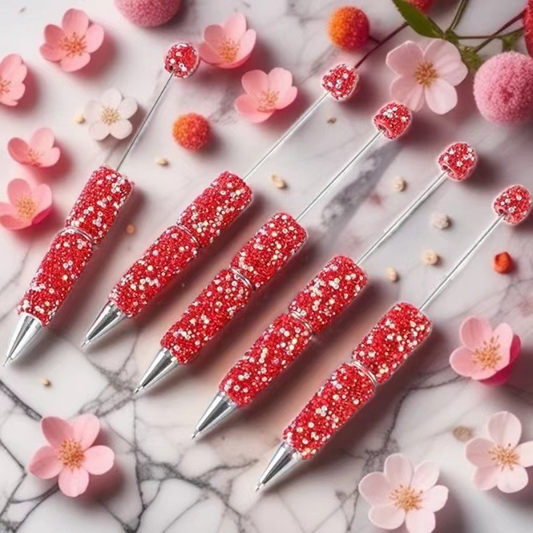 New Style Full Rhinestone DIY Beaded Ballpoint Pen, Creative Bling Crystal Handmade Bead Writing Pen, Factory Direct Wholesale Stationery Manufacturer Supply