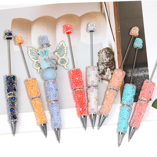 Glow in the Dark Beaded Pen | Luxury Bubble Bead Ballpoint Pen | Handmade Cute DIY Office & Gift Pen