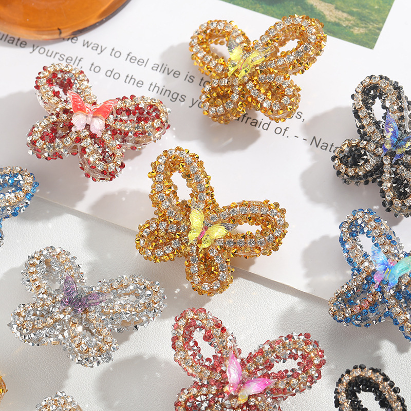 Large Butterfly Full Rhinestone Straight Hole Beads DIY Pen Phone Charm Craft Kit
