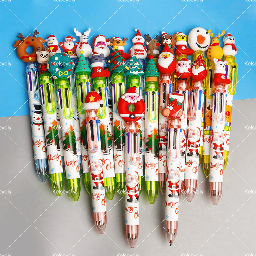 【A009】Christmas gift six color ballpoint pen（pick on live）