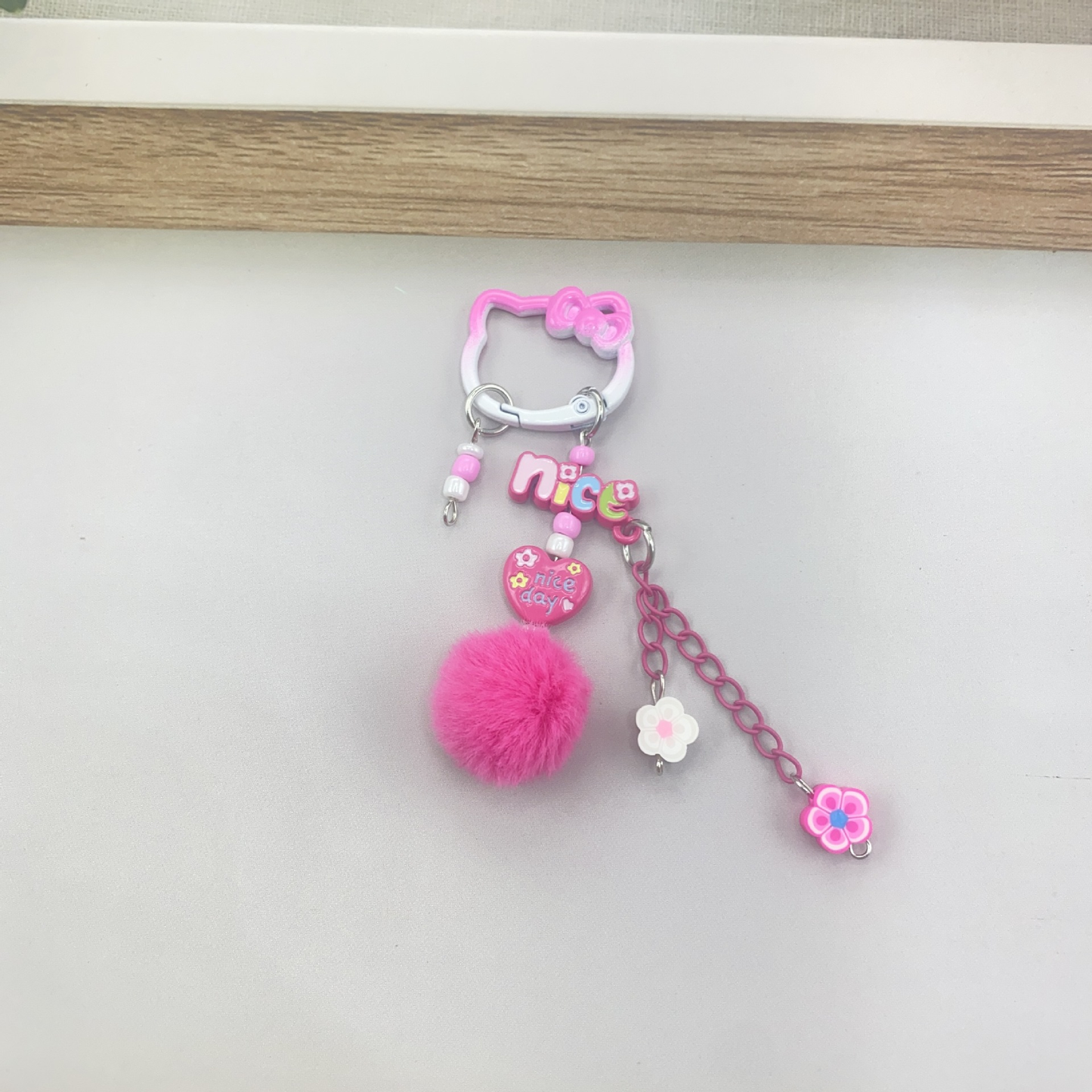 【B015】Cute Cartoon Figure Keychain, Creative Building Block Heart Hand‑Painted Bead Charm, Car Key & Earphone Bag Decor Pendant
