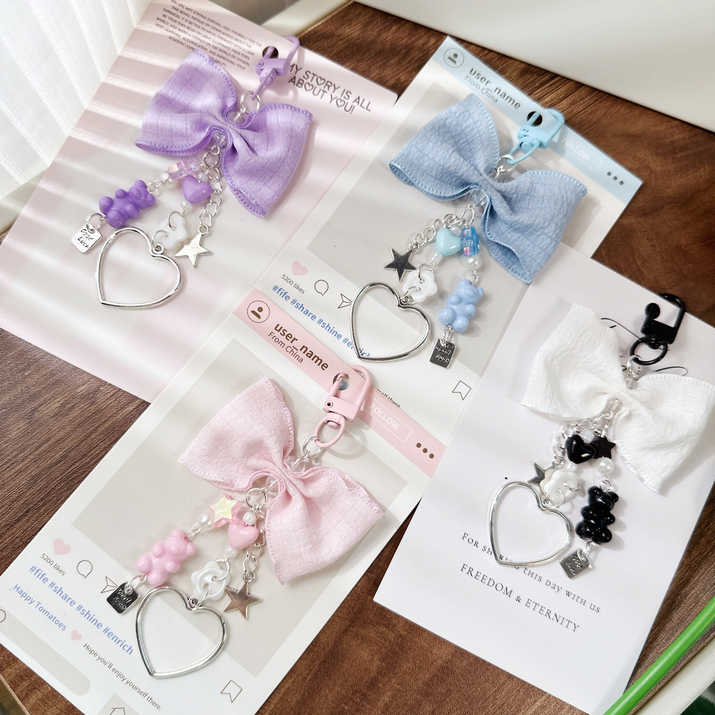 Hot Sale New Pleated Bow Bear Heart Keychain Cute Versatile Bag Pendant Fashion Decorative Bag Key Chain Gift For Girls
