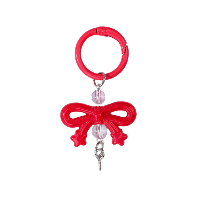 Candy Color Resin Bow Keychain Charms DIY Colorful Bow Beaded Keyring Accessories Cute Butterfly Bag Pendant for Handmade Crafts